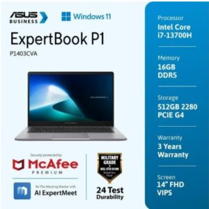 ASUS EXPERTBOOK P1403CVA I7 13620H 16GB512GB W11+OHS 14.0FHD - Non Bundle, WINDOWS 11 HOME
